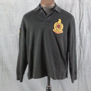 Vintage Polo Rugby Jersey - Black Colour with Stitched Logo - Men's Medium